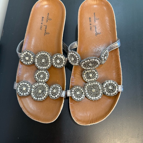 Mila Paoli Shoes - Mila Paoli Silver Sandals with Rhinestone Glamour
